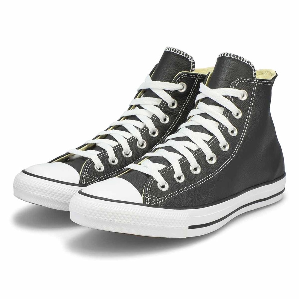 Converse Men’s Chuck Taylor All Star Leather Black and White High-Top Sneakers